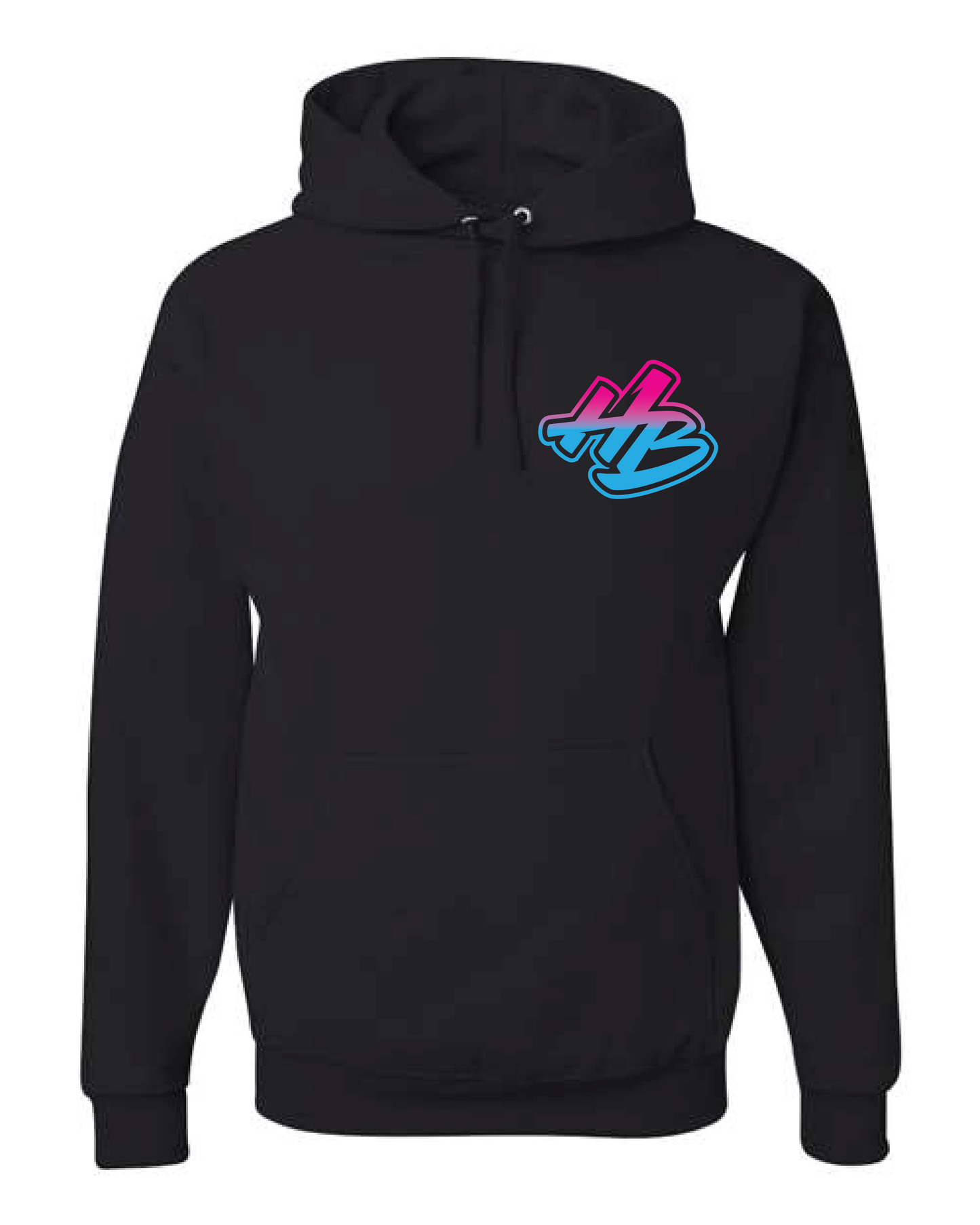 Hell Bent No Matter What Black garment top with Hell Bent text no matter what at all costs in vibrant blue and pink